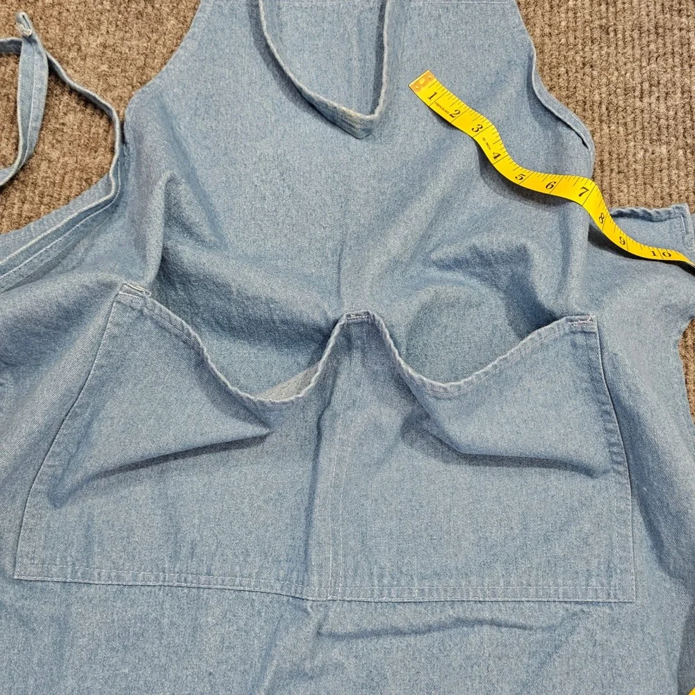 Denim Apron Blue Bib Style Utility Two Front Pockets